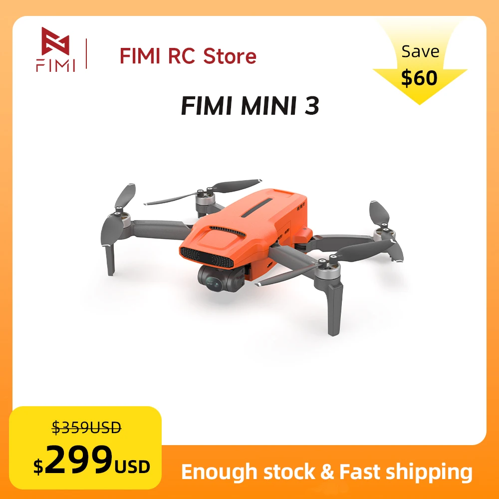 FIMI MINI 3 Camere Drone 4K 60fps 9km Range 3-axis Gimbal 249g Ultralight Design AI Super Night Video Smart Tracking