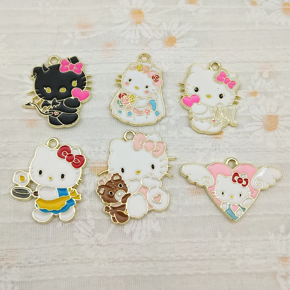 10pcs Anime Cartoon Charm for Jewelry Making Enamel Necklace Phone Keychain Pendant Diy Accessories Alloy Metal Gold Plated