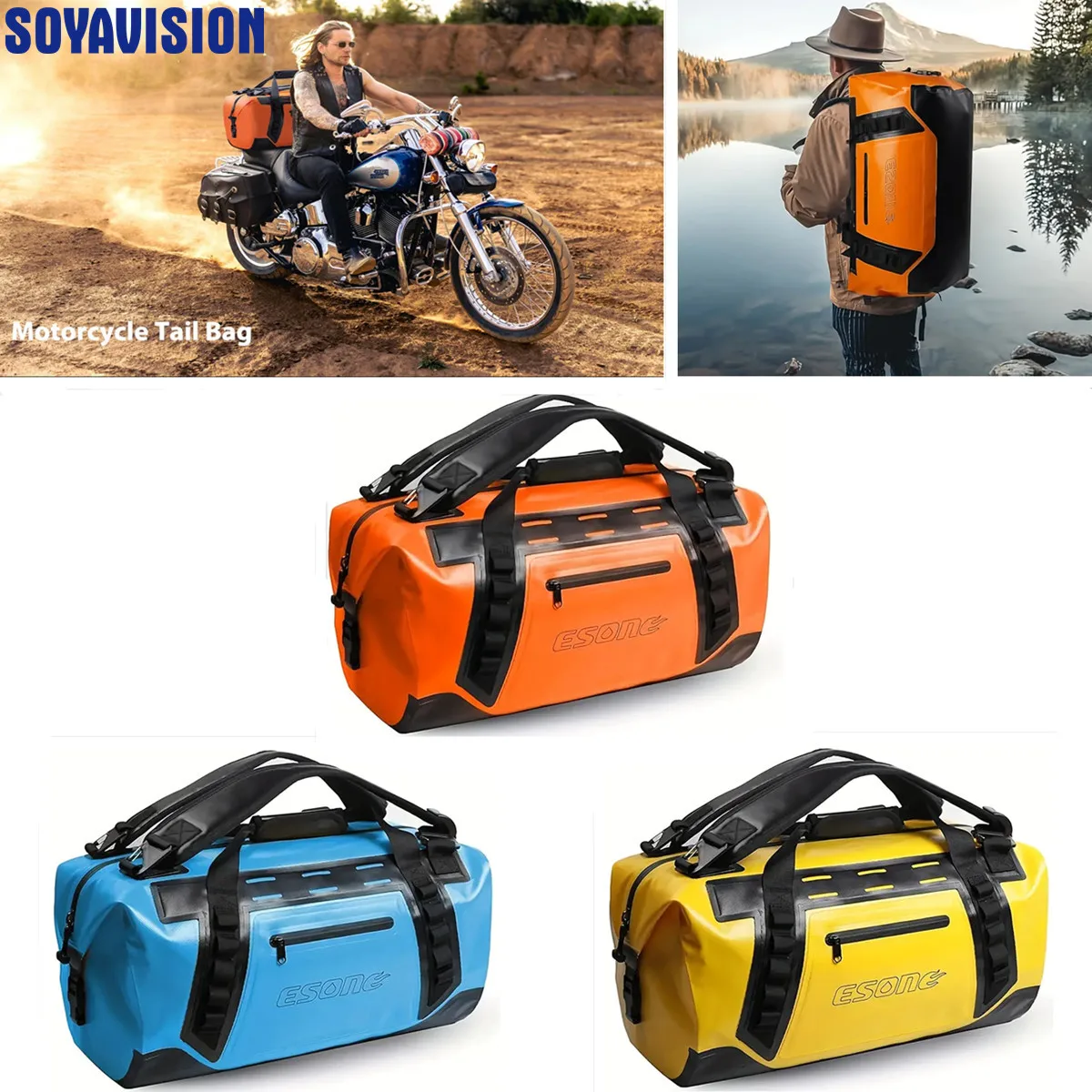 

50л мотоциклетный хвост, сухая сумка для верховой езды, дорожный рюкзак для багажа, универсальная спортивная сумка для кемпинга, катания на лодках, рафтинге, каякинга, рыбалки
