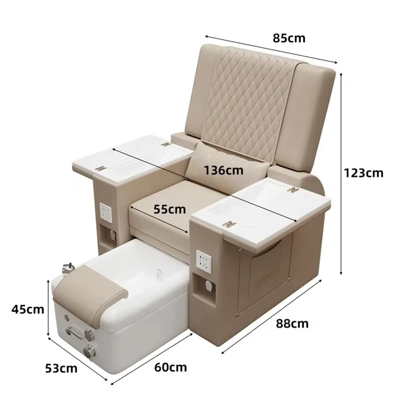 High End Luxury Nail Salon Equipment Foot Manicure Chairs Electric Reclining Pedicure Spa Chair Luxury with Hand Basin