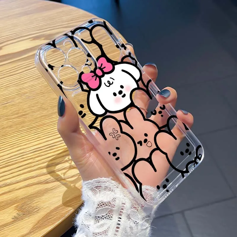 

Cute Fun Little Bear Design Art Phone Case For Apple iPhone 17 16e 16 15 14 13 12 11 Pro Max Plus Mini TPU Soft Transparent