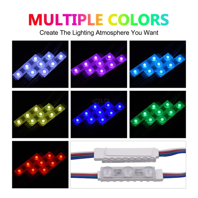 50PCS DC12V waterproof 2835 LED module RGB diffuse reflection logo backlight IP68 waterproof 175° Degree Lens