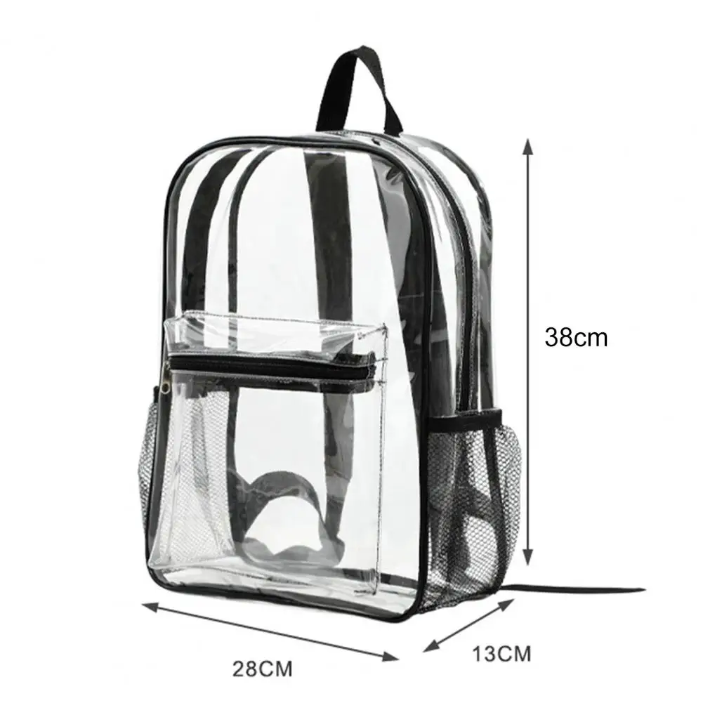 Travel Bagpack Front Side Pockets See Through Strong Load Bearing PVC Transparent Backpack Unisex Backpack Storage