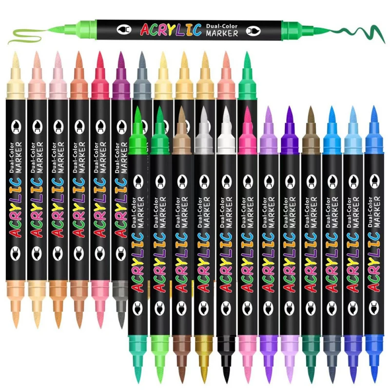 

12/24/36/48/60 Pcs Highlighter Color Pen Double Headed Double Color Marker Art Marker Art Stationery School Office Supplies