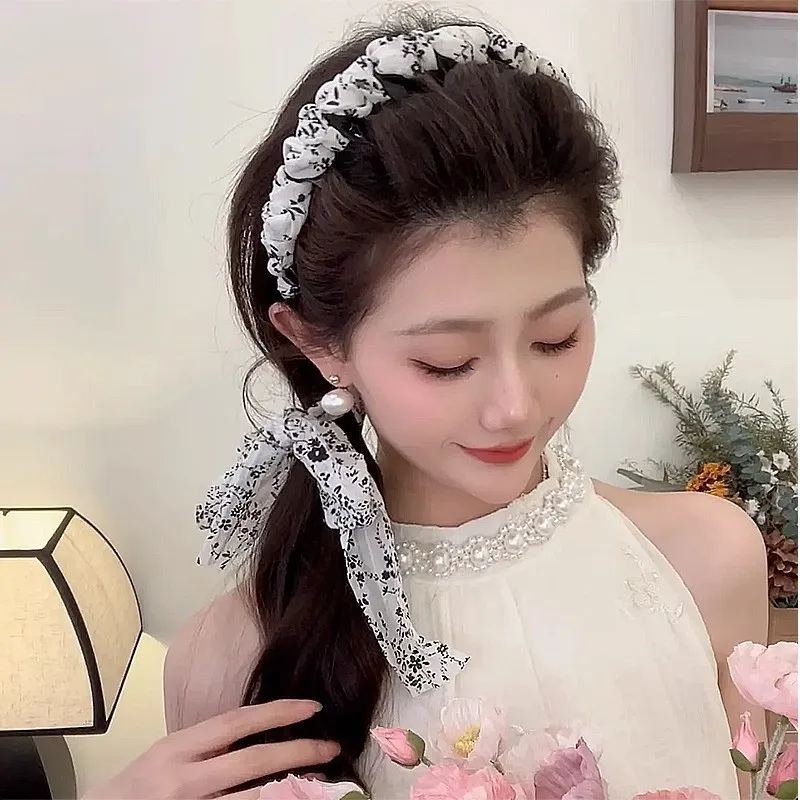 Elegant flower Wave Hairbands for women streamer tied hair  display picture 3