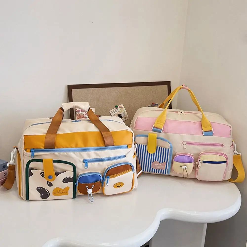 

Storage Bag Oxford Travel Duffel Bag Sturdy Short Distance Nylon Duffle Bag Foldable Multi Layered Travel Luggage Bag Ladies