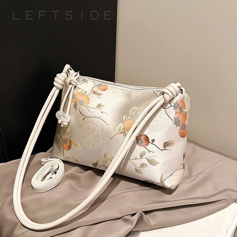

LEFTSIDE Chinese Style Small Underarm Bags for Women 2025 Embroidery Shoulder Bags Females High Quality Handbags Crossbody Bag