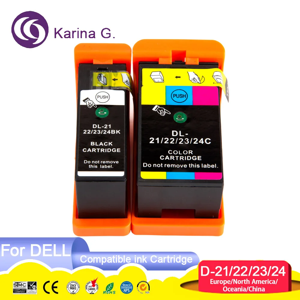 For Dell 21 22 23 24 DL21 DL24 Premium Color Compatible Inkjet Ink Cartridge for DELL V313/V313W/V515W/P513W/P713W/V715W Printer