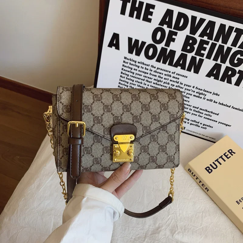

2025 New Women's High-End Print Small Bag Fashion Versatile Square Chain Bag Print Shoulder Crossbody