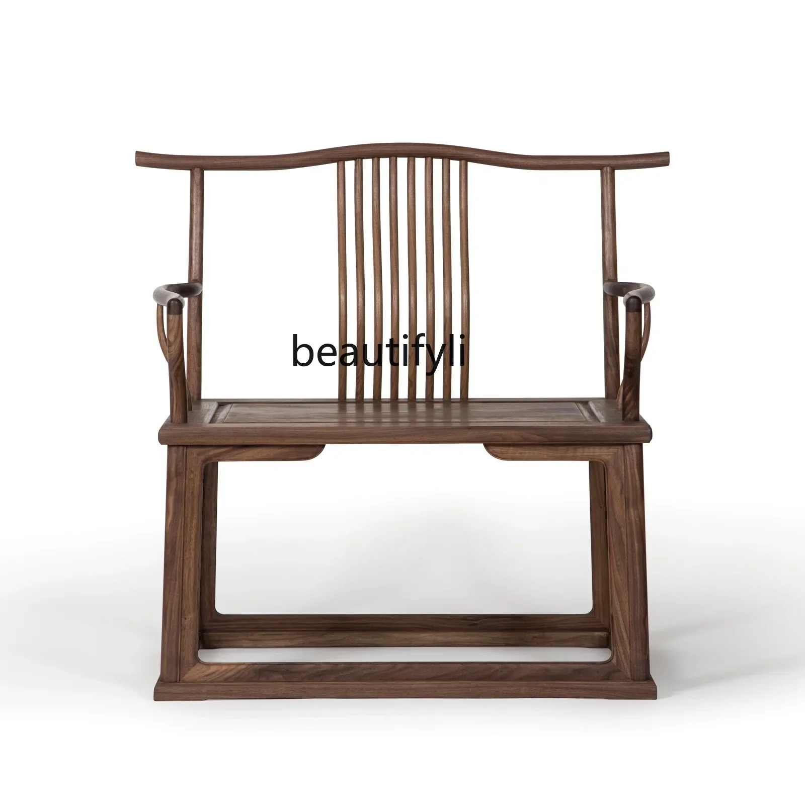 Buddha Chair Black Walnut Old Elm Paint-Free Armchair Wide Chair Antique round-Backed Armchair