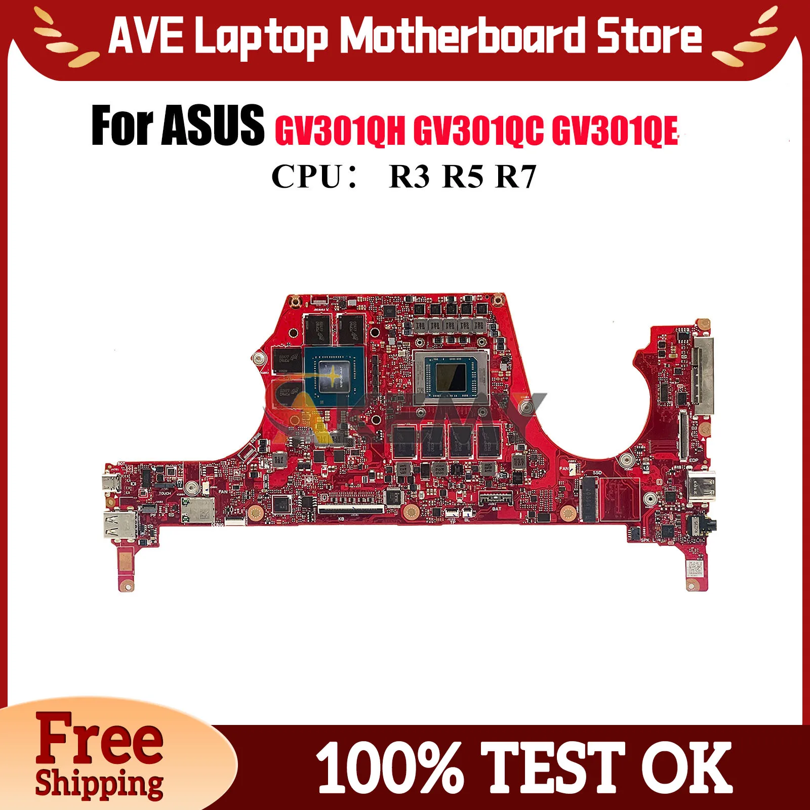 

GV301QH Laptop Motherboard For ASUS ROG GV301Q GV301QH GV301QC GV301QE Notebook Mainboard With R3 R5 R7 CPU 100% tests OK stk
