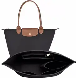 LOUKAYCCI Felt Purse Organizer Insert for Longchamp Le Pliage L Handbag Insert Large Black