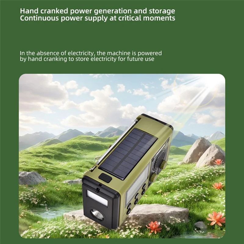 CLCU HRD907 10000Mah Crank Radio Solar Charging Emergency Mobile Lighting Portable Radio For Blackout For Emergency Use B
