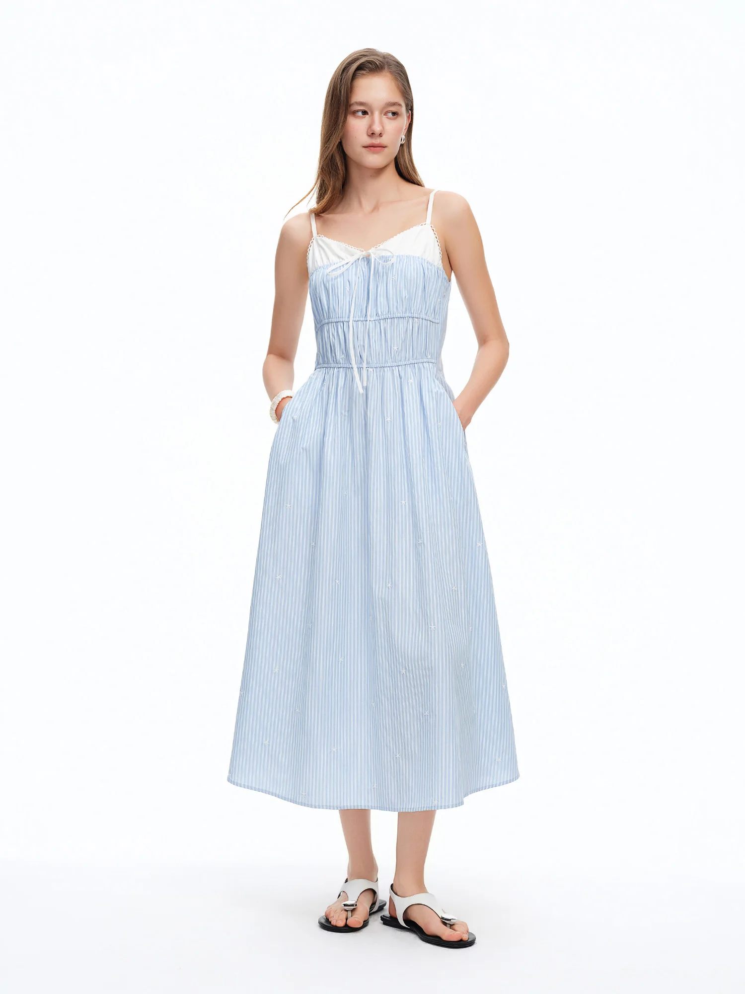 DUSHU 2026 Summer Women's Smocked Panel Spaghetti Strap Dress - Elegant Floral Mini for Vacation and Date Night
