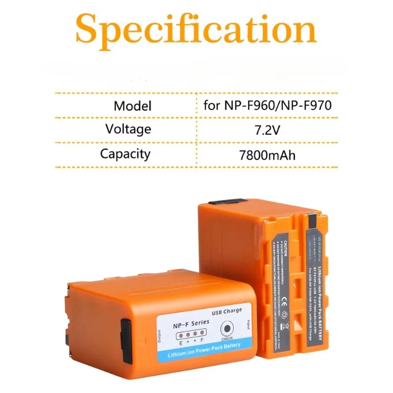 USB Output 7800mAh NP-F960 NP-F970 F950 Battery for Sony DCR-VX2100  DSR-PD150 DSR-PD170 FDR-AX1 HDR-AX2000 HDR-