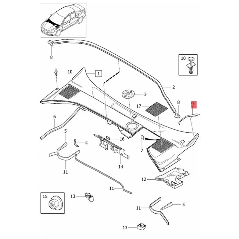 Automotive Accessory for S80 V70 S80L Front Trim Cover 31218596 Drainage Cover