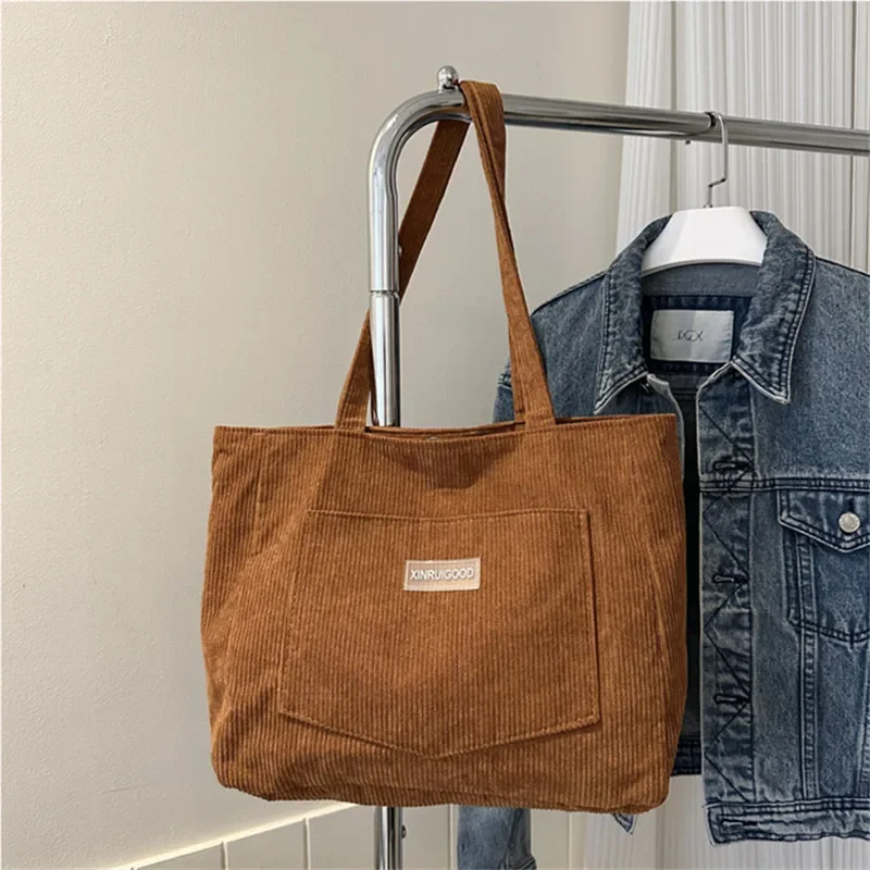 

Женская вельветовая сумка через плечо, повседневная сумка большой вместимости для выхода в машине, которую можно стирать с фиксированным ремешком, полиэстеровая подкладка