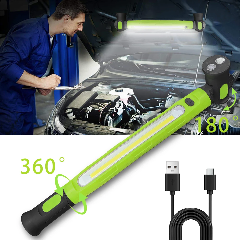 

2026 New Rechargeable LED Work Light, Magnetic Underhood Work Lamp with Hooks, Portable Working Flashlight