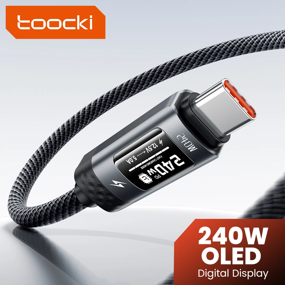 Toocki 240W USB C Cbale Fast Charging OLED Digital Display PD 3.1 Type C To USB C Data Cord For Macbook iphone 18 17 Samsung S25