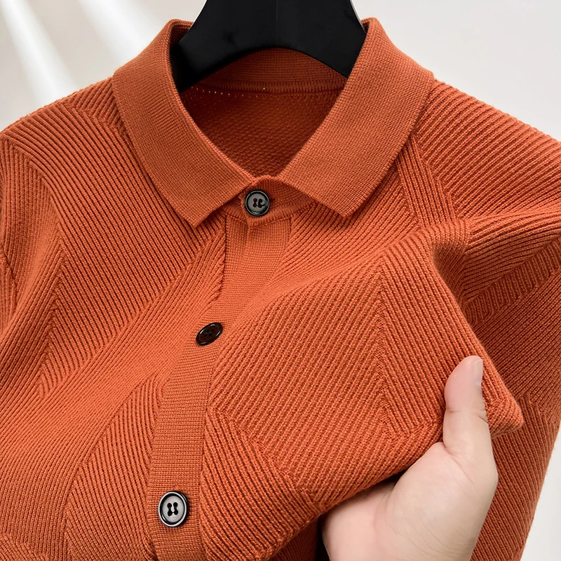 

Качественный роскошный мужской жаккардовый вязаный кардиган с лацканами, осень-зима, новый однотонный свитер с двойными карманами, повседневная мужская одежда для поездок на работу