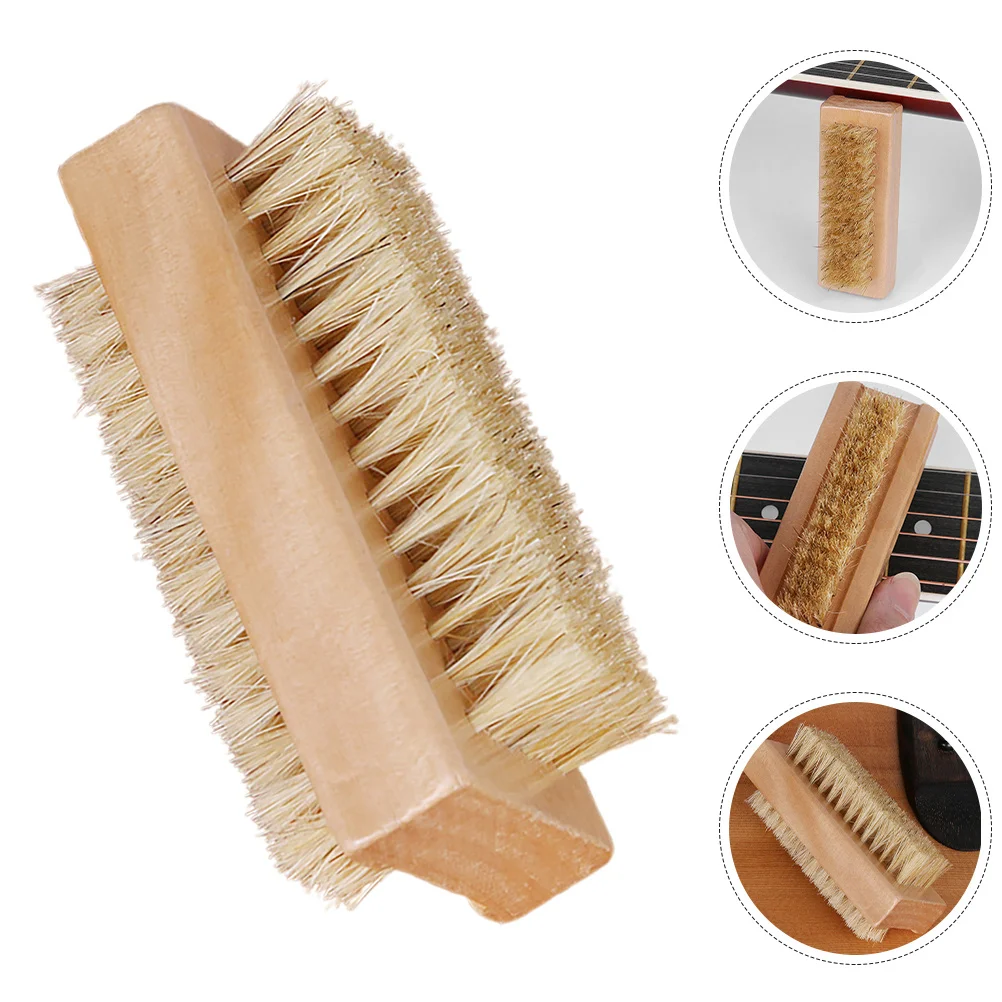 

Double Sided Fret Brush Wooden Handle Guitar Cleaning Tool Dual Bristle Brush for Strings Fretboard Bass Guitar Cleaning