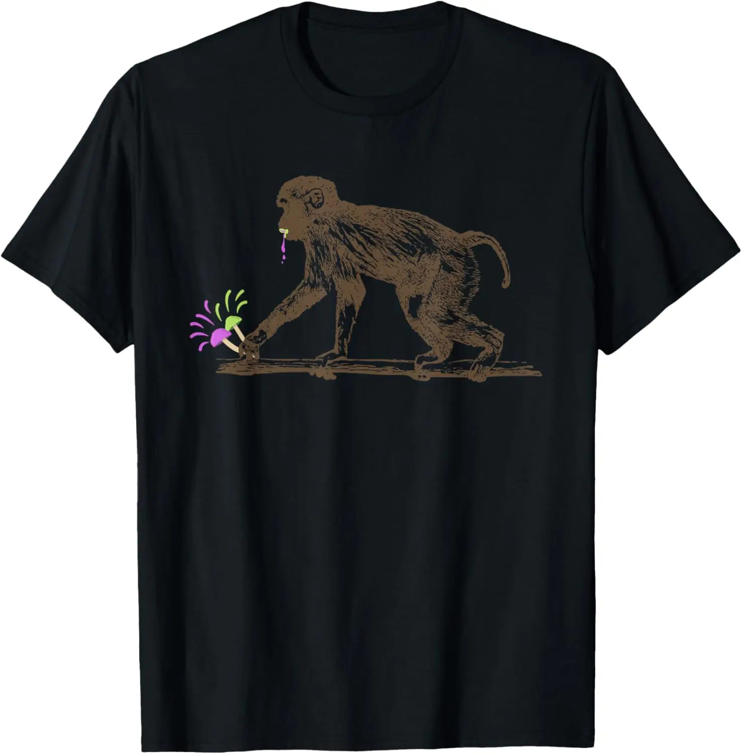 Stoned Ape Theory Magic Mushrooms Eating Monkey T-Shirt