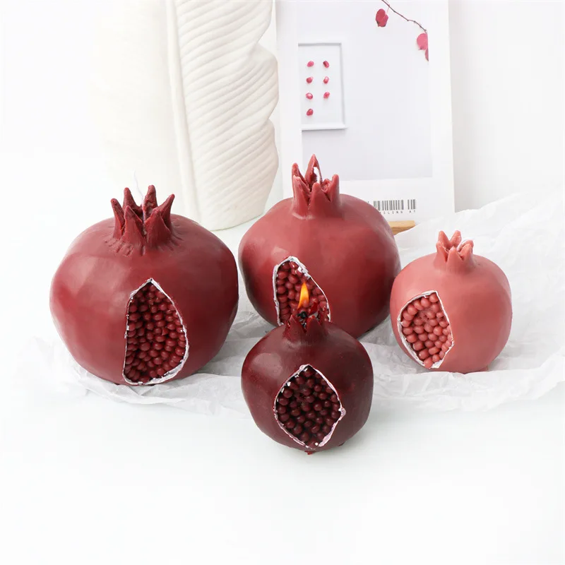 3D Simulation Pomegranate Scented Candle Mold, DIY Garnet Fruit Cake Silicone Mold, Drawing and Sketching Prop Making Supplies