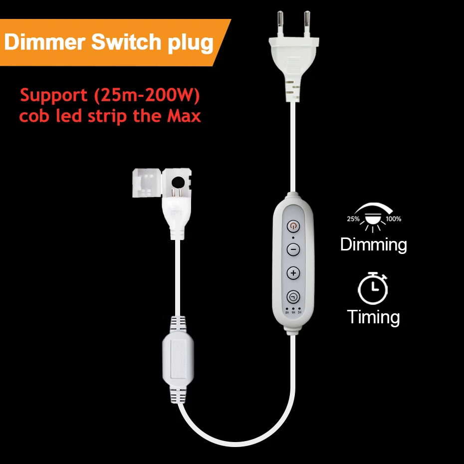 220V Dimming Timmer Switch EU AU Plug Power Supply For 220V COB Led Strip Lighting Transformer ON/OFF Button Switch Power Plug