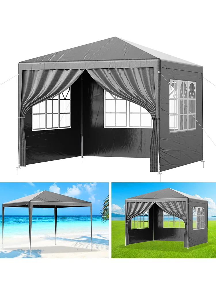 LOEFME 3X4M Outdoor Gazebo Luifel Camping Tent Waterdicht Winddicht UV Zonwering met Afneembare Zijwanden Tent voor DIY Tuin - afbeelding 2
