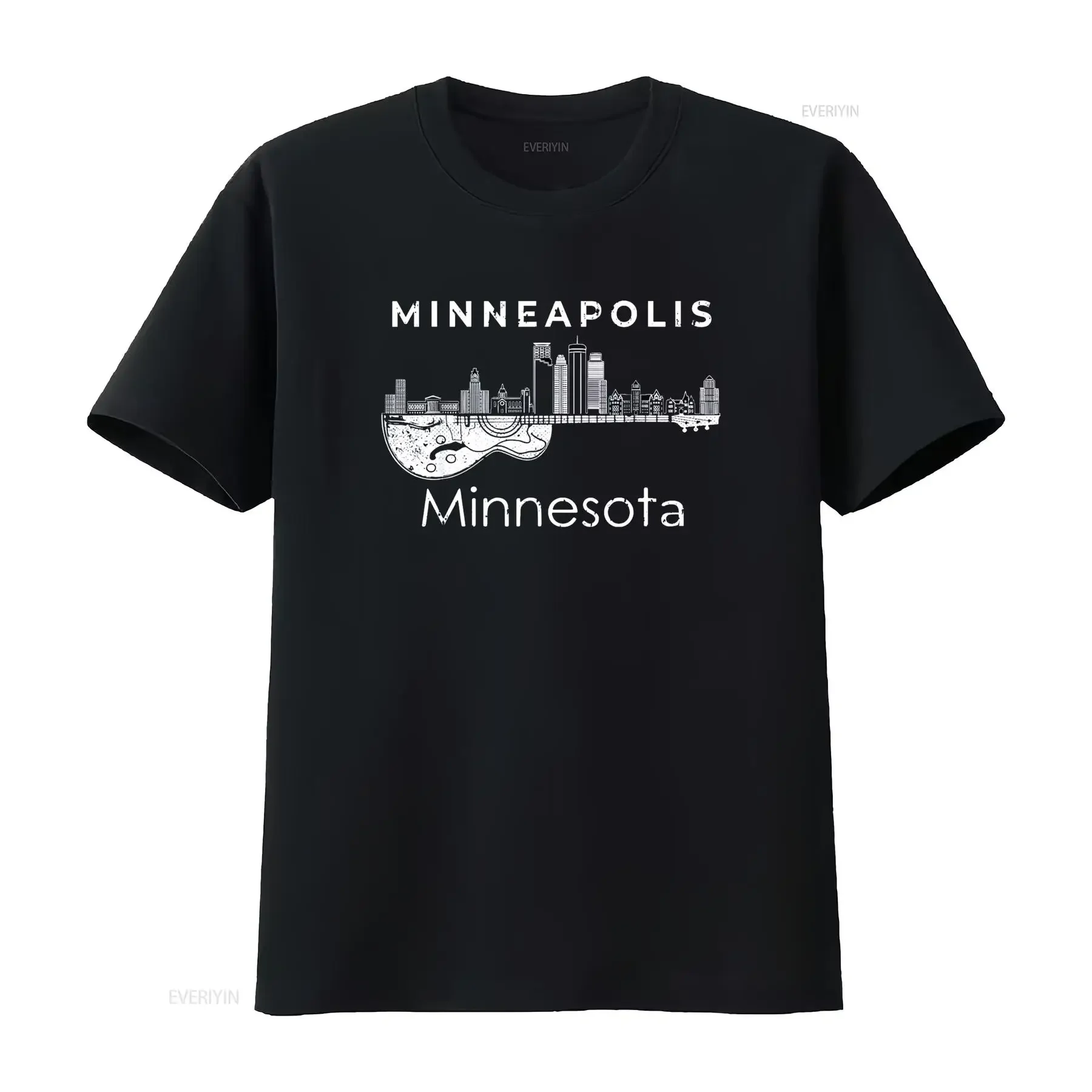Minneapolis Souvenir Men Minnesota Music Electric Guita T Shirt vintage Washed Stylish Slightly Stretched homme