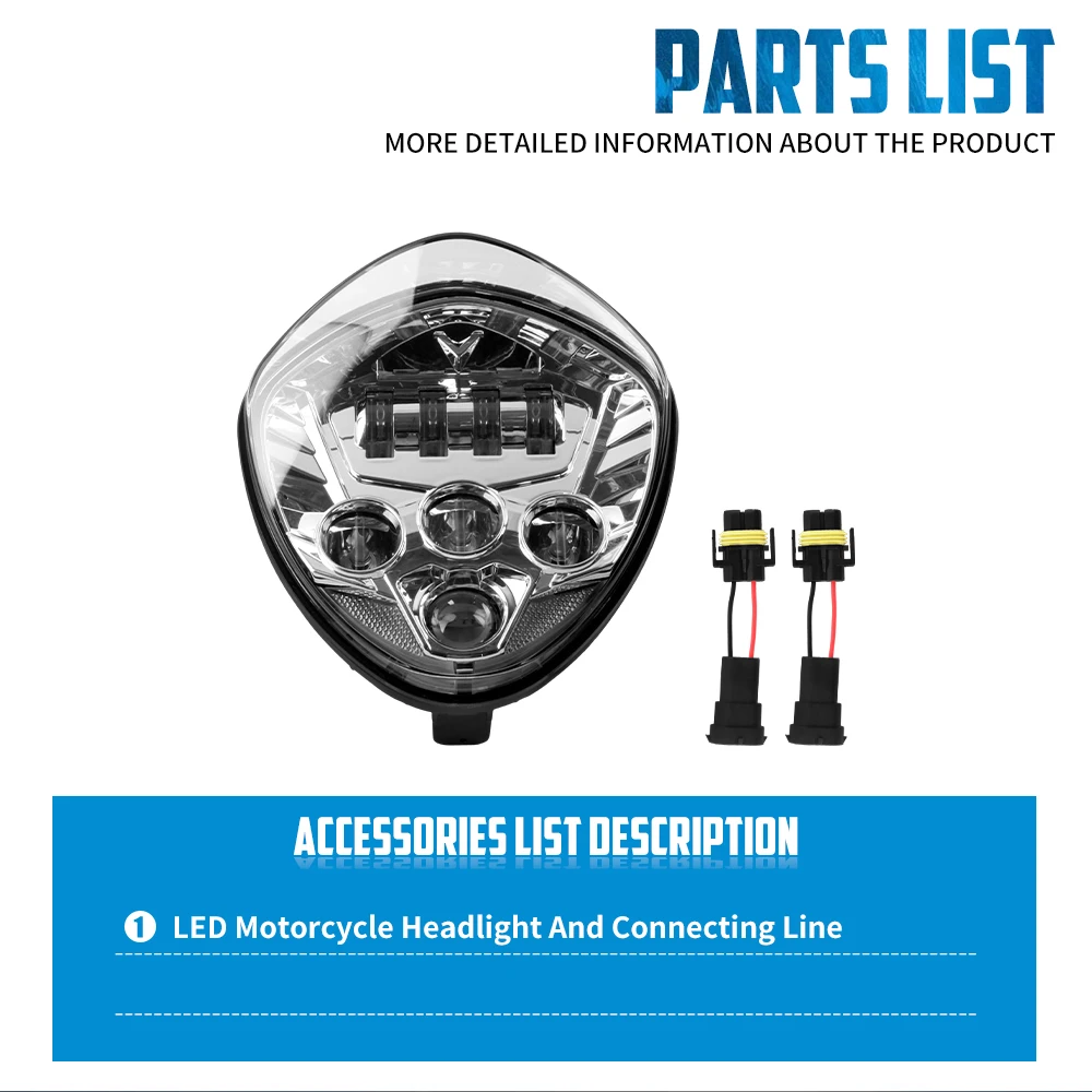 Motorcycle Headlight High Low Beam LED Light Headlamp Universal For Harley Touring Softail For Honda For Kawasaki For Yamaha