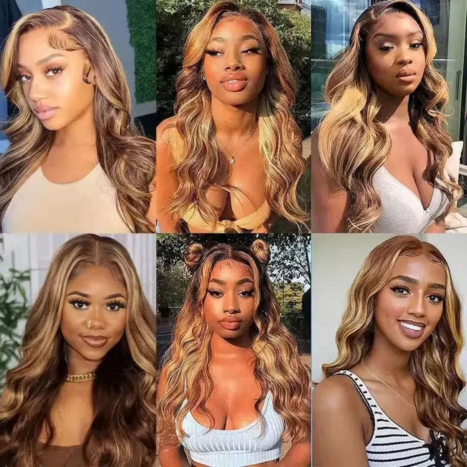 13x6 Glueless Highlight Hd Lace Frontal Wig Human Hair Ombre Colored Honey Blonde Human Hair Wigs Body Wave For Women 5x5 4x4 image 5