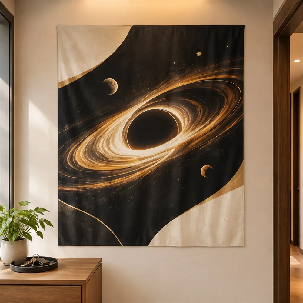 VIKAMA Black Hole Vortex Tapestry Wall Hanging, Abstract Space Wall Art, Cosmic Decor for Bedroom Living Room Office Study