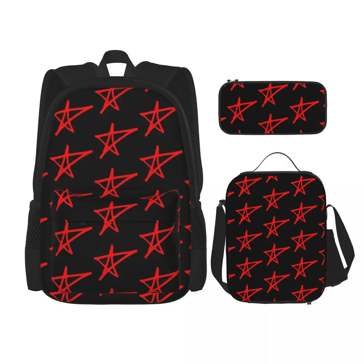 Avril Loux-Star Mochilas para estudantes, mochilas escolares para meninos e meninas, mochila dos desenhos animados, lancheira, caneta, conjunto de 3 peças