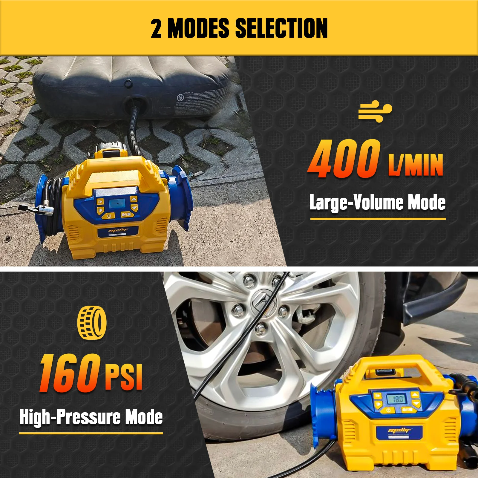 Cordless Tire Inflator for Dewalt 18V 20V Battery 160 PSI High Pressure Air Compressor for Ball, Tire, Swim Toys(with battery)