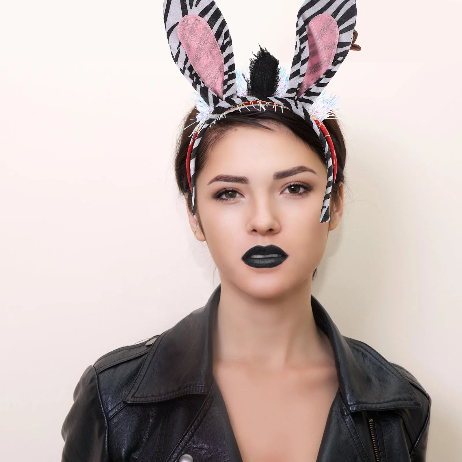 

1 Set Zebra Ears Headband Tail With Bow Tie Animal Cosplay Costume For Kids Halloween Party Decorative Accessory Zebra Costume