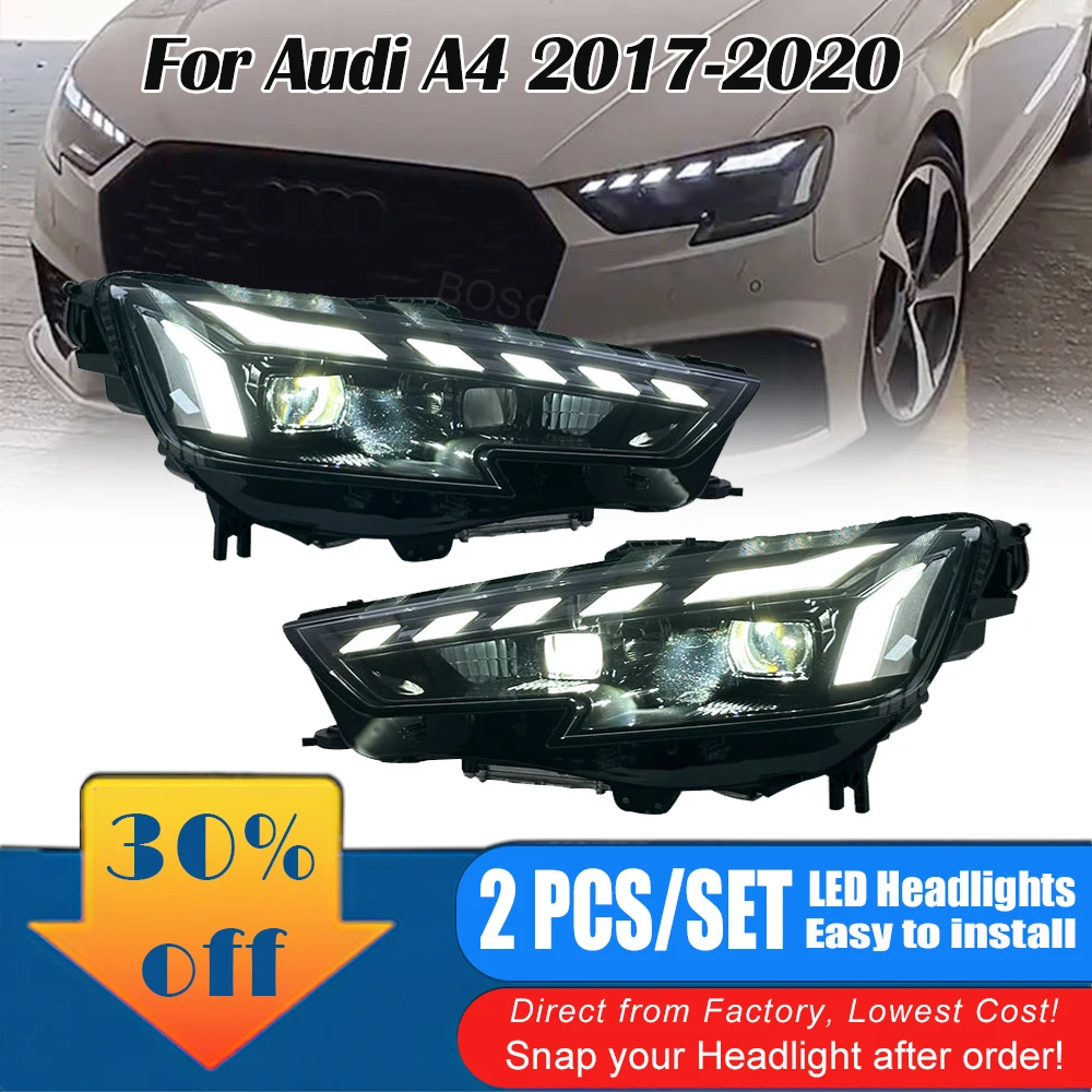 

Автомобильные фары в сборе для Audi A4, обновление фары для RS4 2017 20818 2019 2020, система автомобильного освещения, указатель поворота, светодиодный головной свет