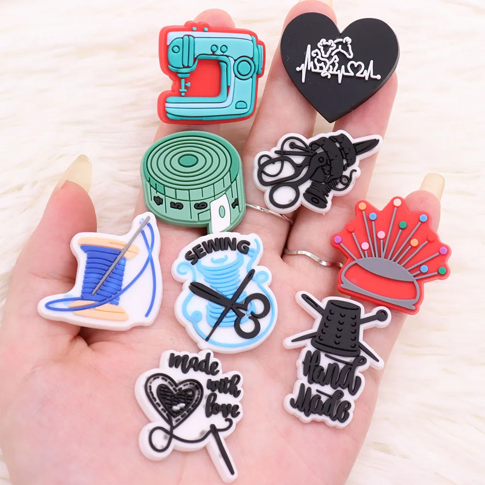 Hot Sale 1Pcs Shoe Charms Accessories Sewing Machine Tape Measure Shoes Buckle Decorations For Kids DIY Party Gift