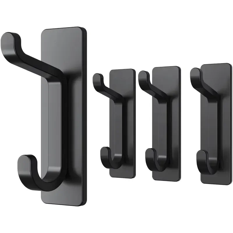 Stainless Steel Bathrobe Hooks No Drilling Required Wall Mounted Hanger for Bathroom Shower Towel Kitchen Utensil Storage