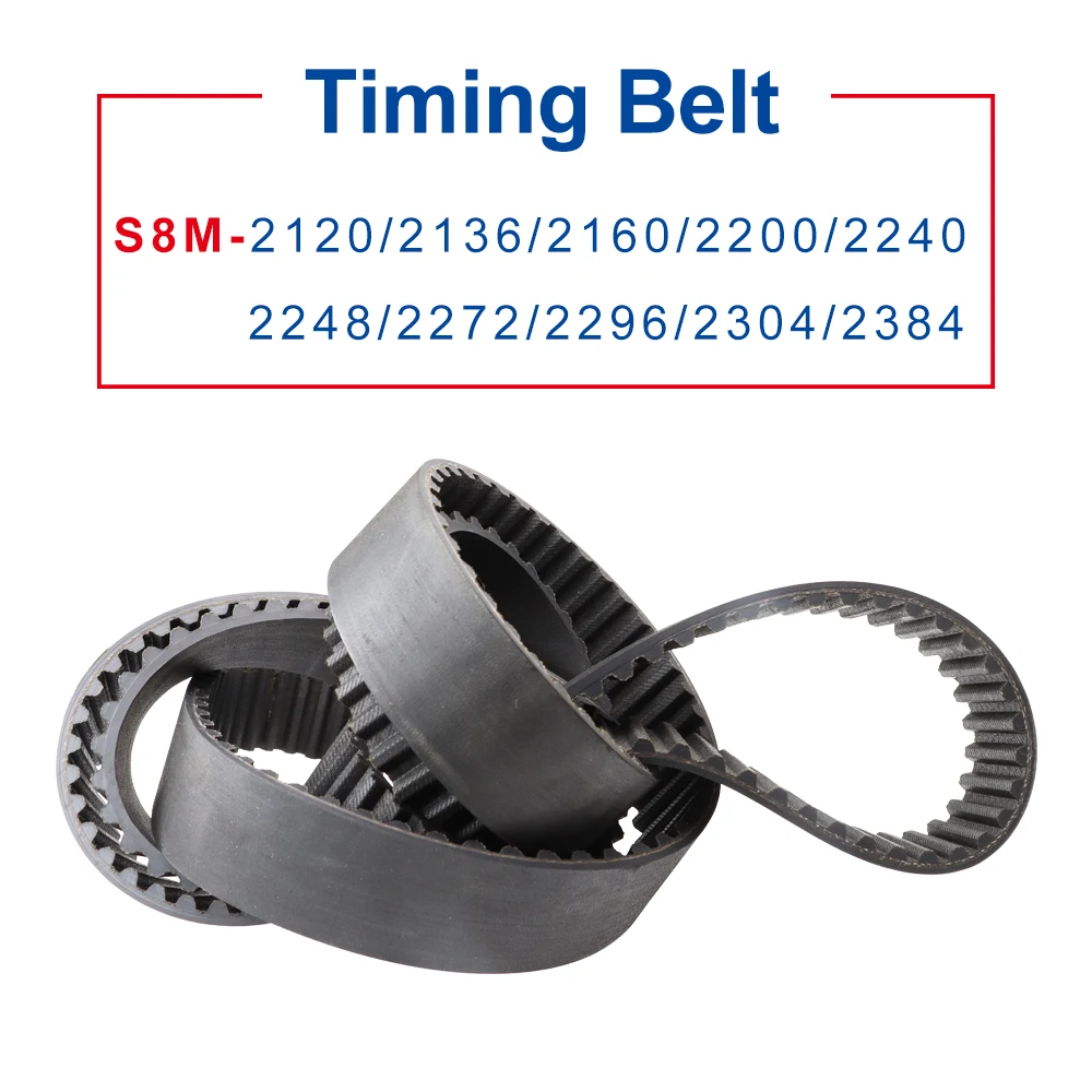 

1 Piece Pulley Belt S8M-2120/2136/2160/2200/2240/2248/2272/2296/2304/2384 Rubber Belt Width 20/25/30/40mm For 8M Alloy Pulley