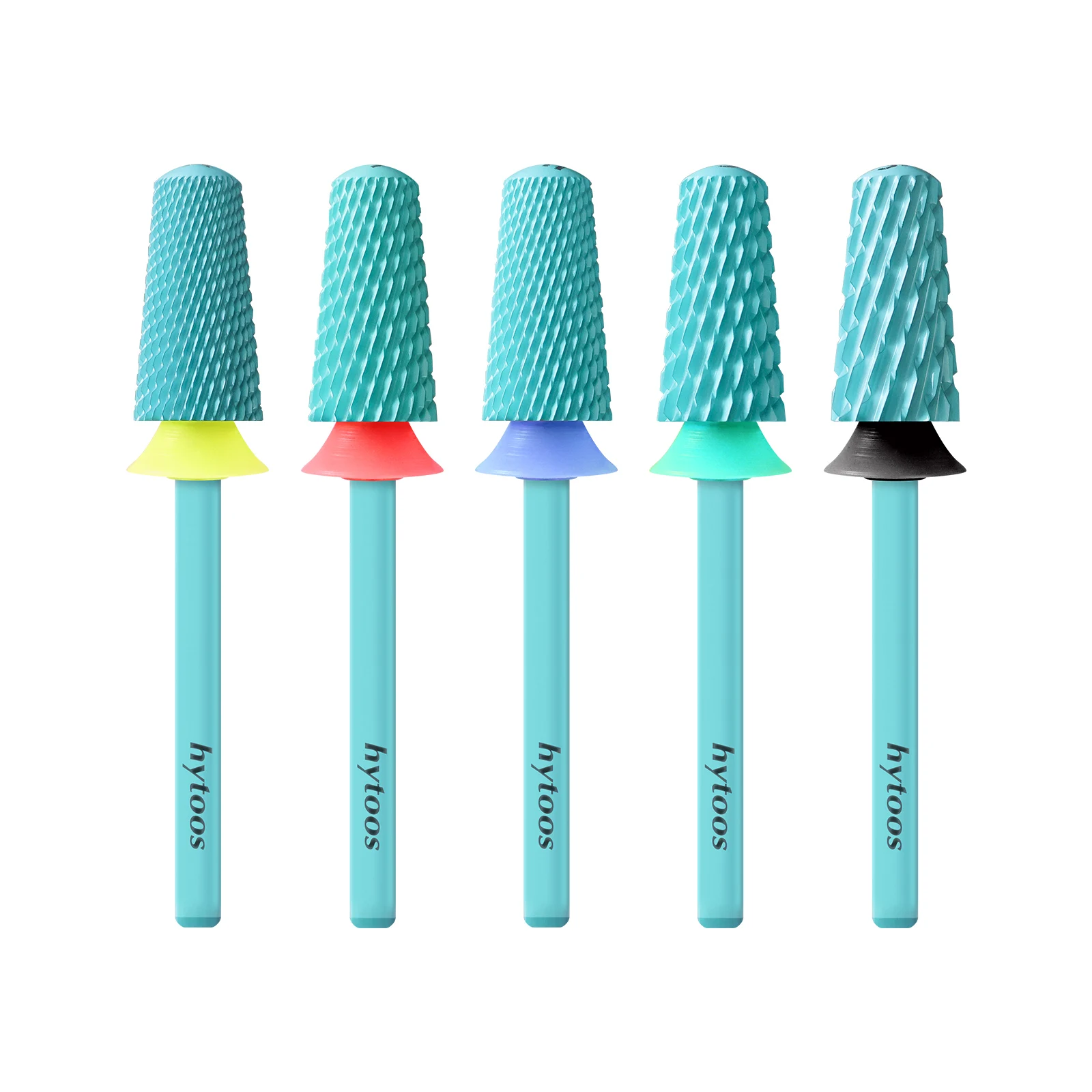 HYTOOS – forets à ongles en carbure de sécurité, revêtement vert, dôme conique pour l'élimination du vernis Gel, forets de manucure professionnels, accessoires