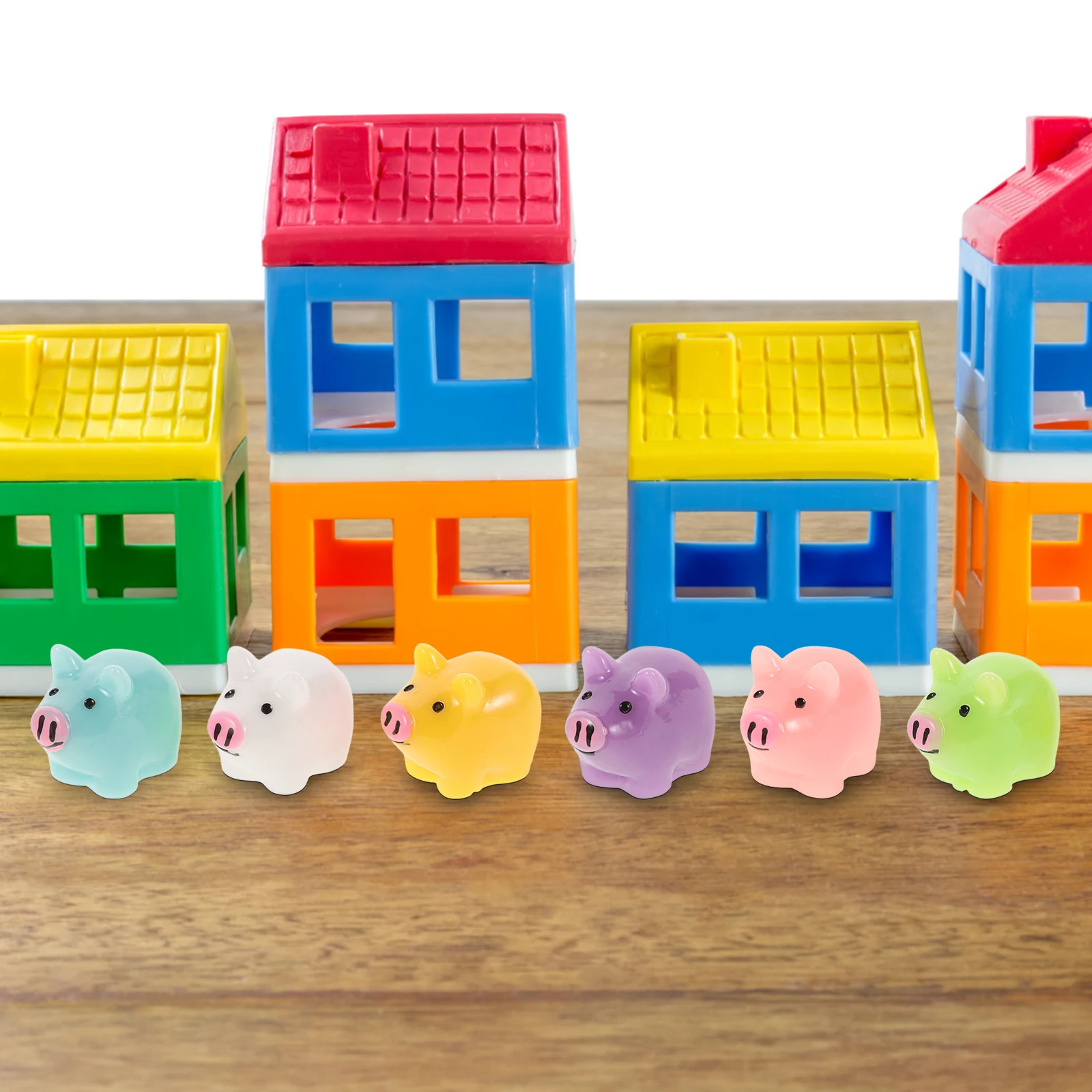 

30Pcs Colorful Miniature Piggy Decorations Micro Landscape Resin Ornaments Desktop Small Animal Statues Cute Garden Car