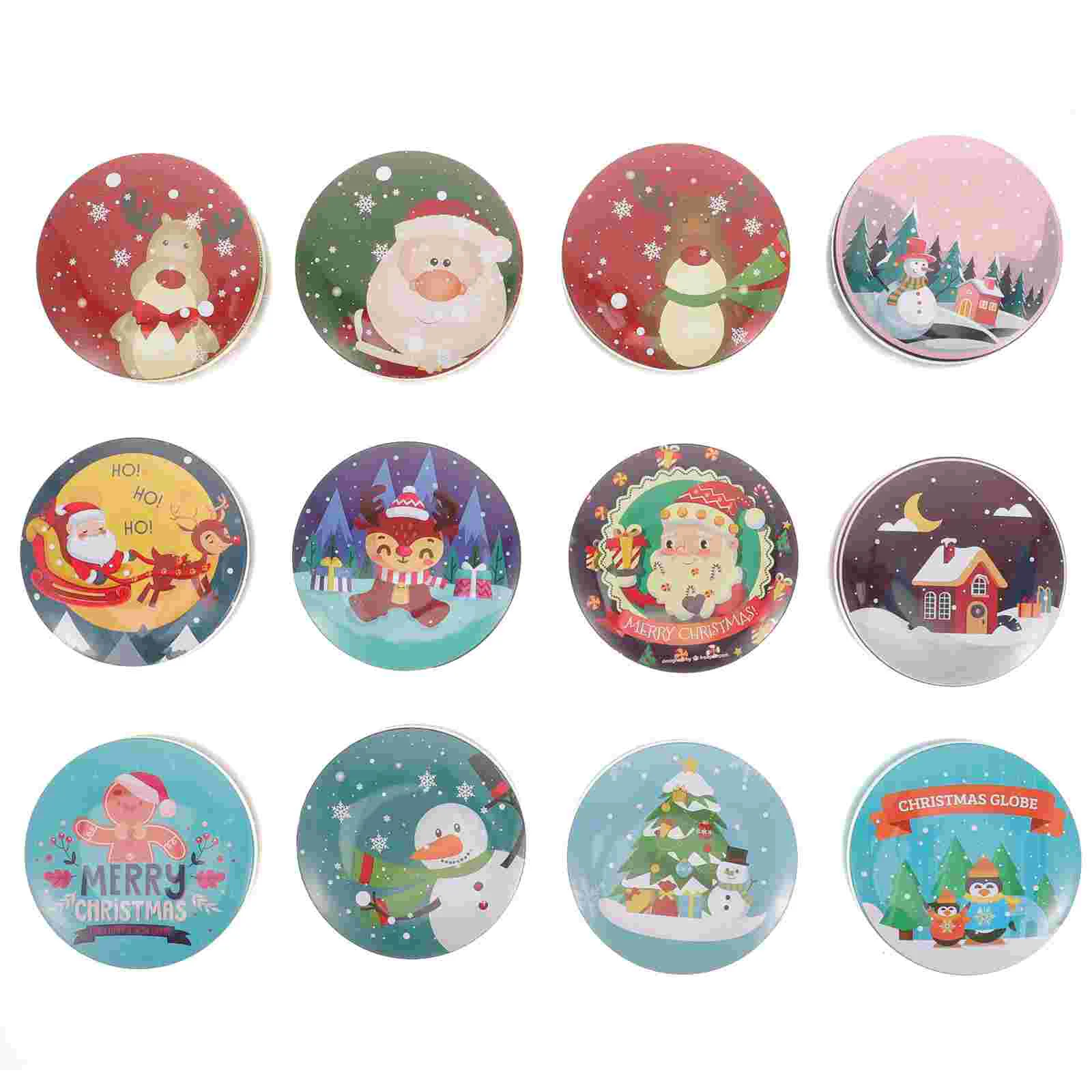 12 Pcs DIY Aromatherapy Set Tinplate Belly Jar Christmas Theme Containers