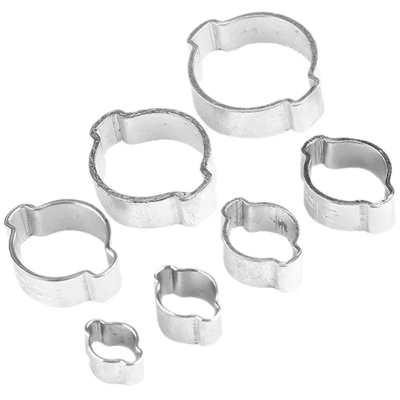 Abrazadera de manguera de hierro galvanizado, 10 piezas, 5-20mm, doble oreja, tubo de agua, garganta, Clip de fijación de Metal, unidad helicoidal, Clips de manguera de combustible