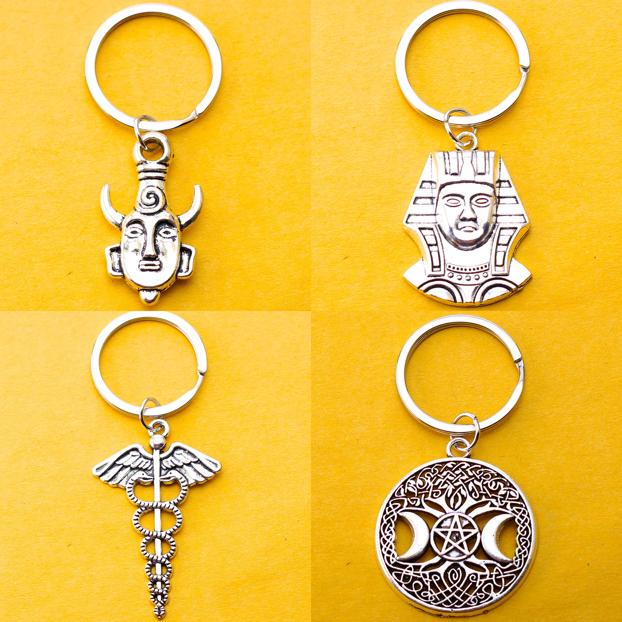 1 Pcs Key Chain Zinc Alloy Religious Belief Bag Decorations Essential For Festivals Mummy Buddha Peace Eye Dollar Pyramid