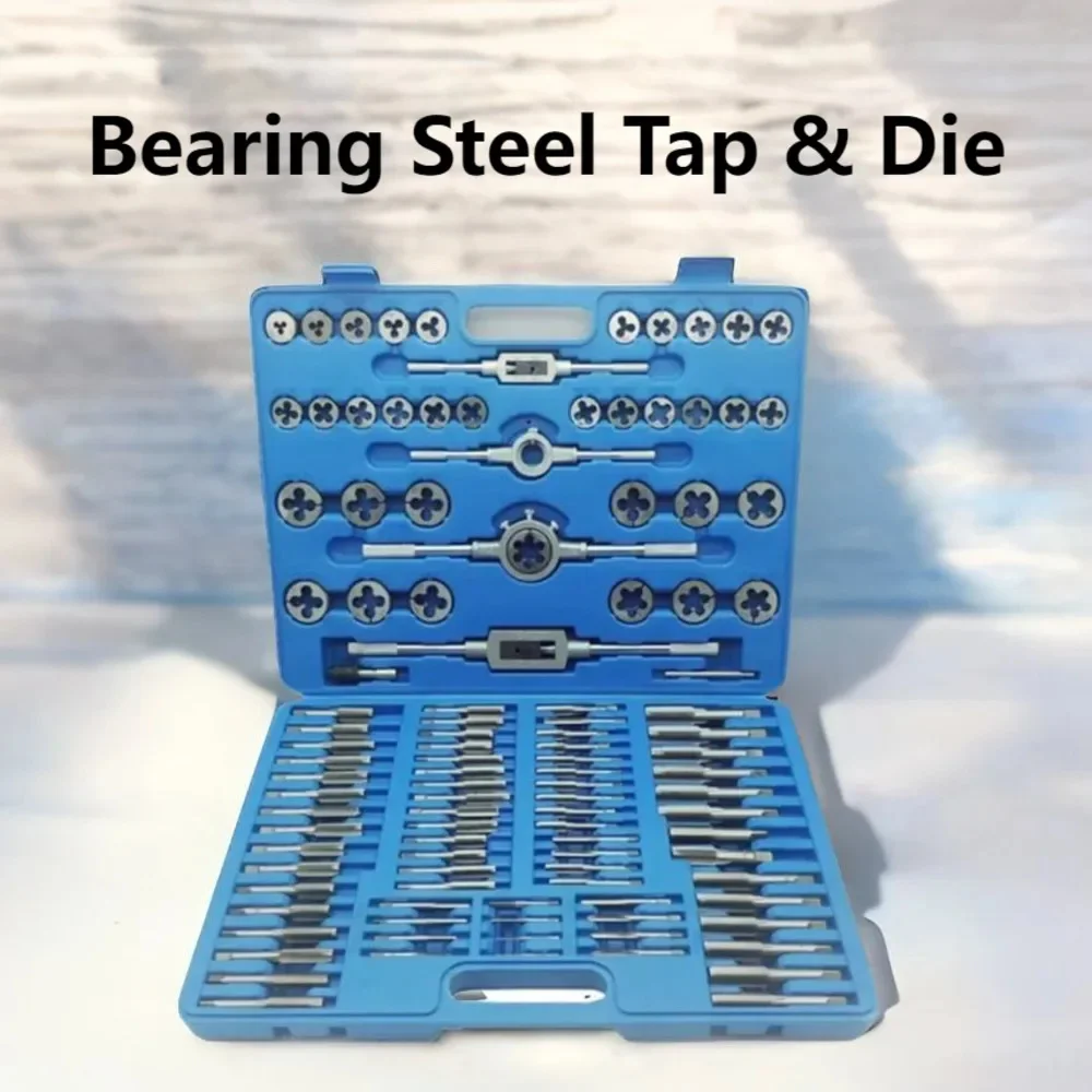 110PCS Bearing Steel Tap Die Set With   Taper Tap And Thread Gauge