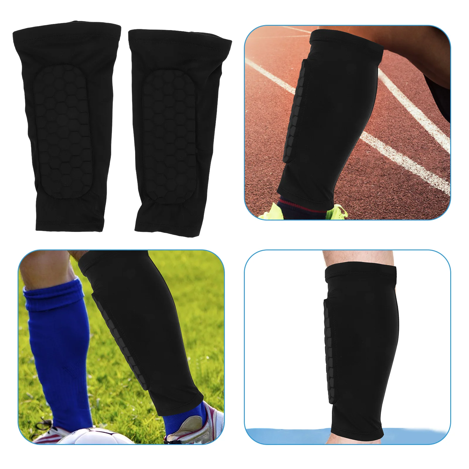 

2 Pcs Anti-collision Honeycomb Calf Sleeves Elastic Socks Adult Shin Guards Soccer Protection Breathable Eva Mens