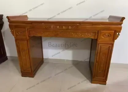 Solid Wood Altar Buddha Shrine a Long Narrow Table Household Table for God of Fortune Fairy Buddha Table