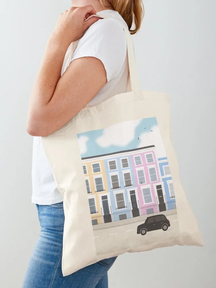 Kleurrijke Notting Hill, Londen, Engeland Tote Bag Canvas tas Shopper handtas handtas