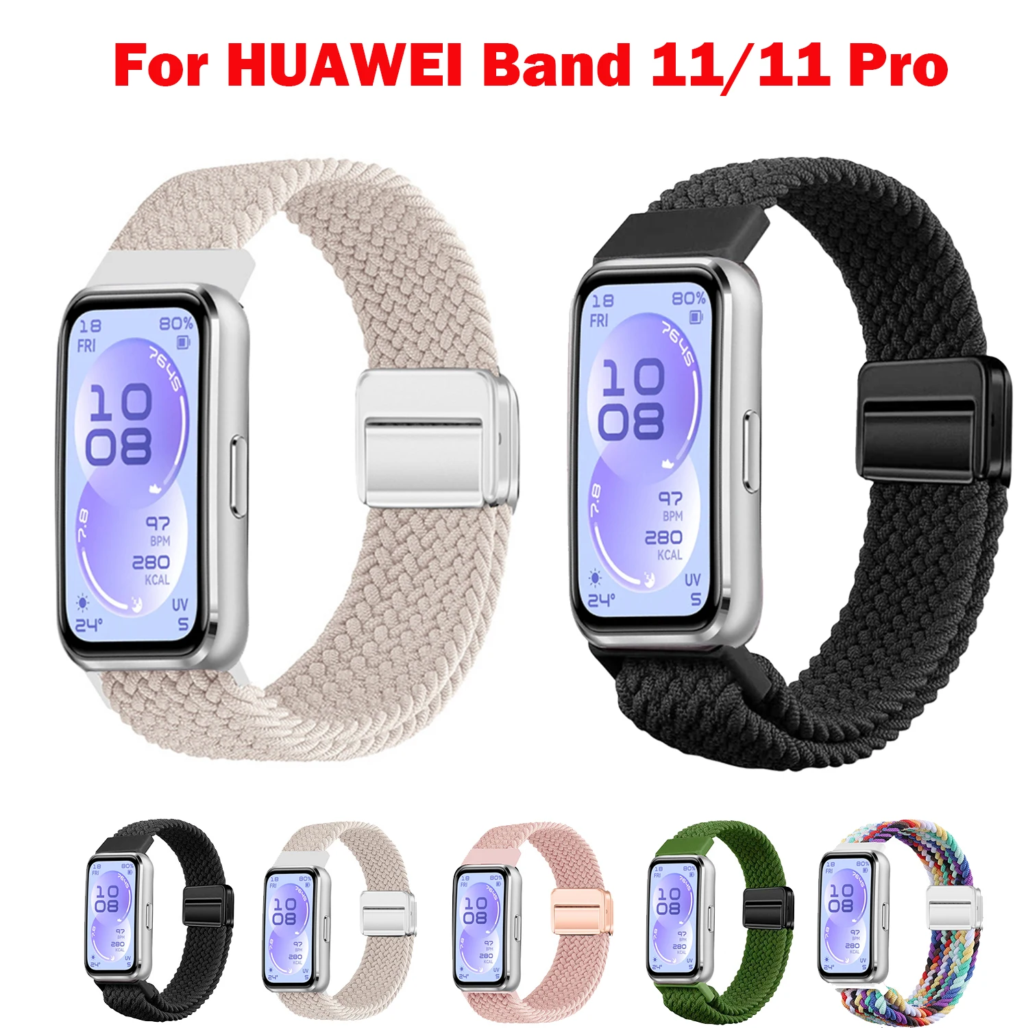 Gewebtes Nylonarmband für Huawei Band 11/11 Pro, weiches Ersatzarmband für Huawei Band 11Pro Smartwatch, Schlaufen-Zubehör